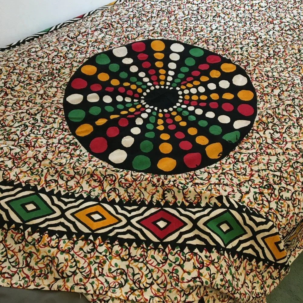 Vintage Hippie Wall Hanging Bed Covering, Dorm Room, Bought in India in the 80s